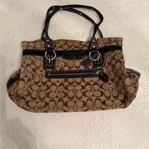 Vintage Coach Penelope Signature Brown Khaki Satchel Tote Bag